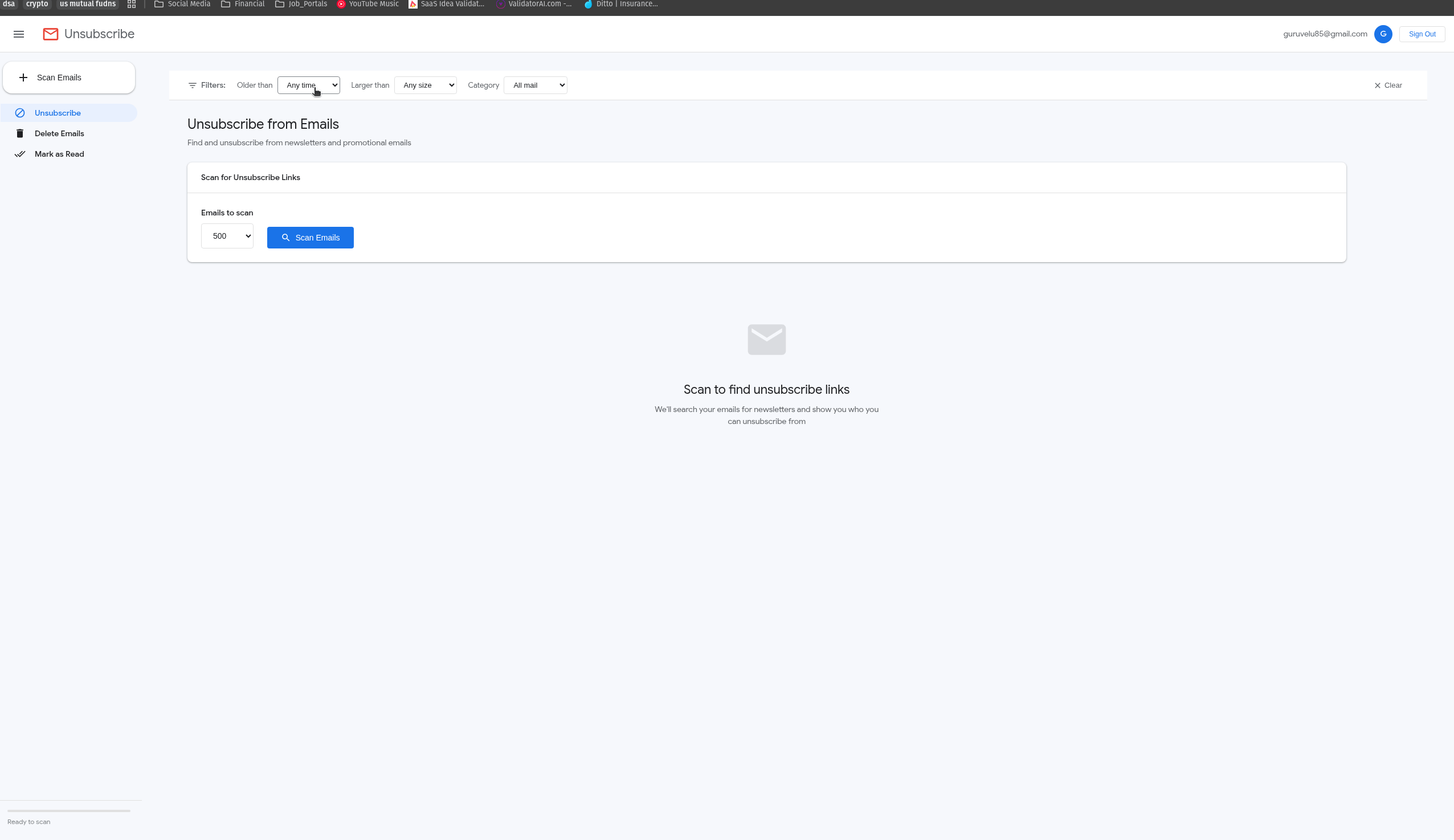 Gmail Cleaner Demo - Bulk unsubscribe and delete emails